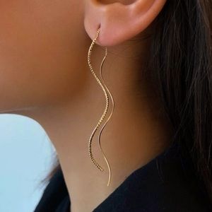 2/$16 New Gold Tone Rope Dangle Earrings w/ a Gold Tinted Sterling Silver Needle